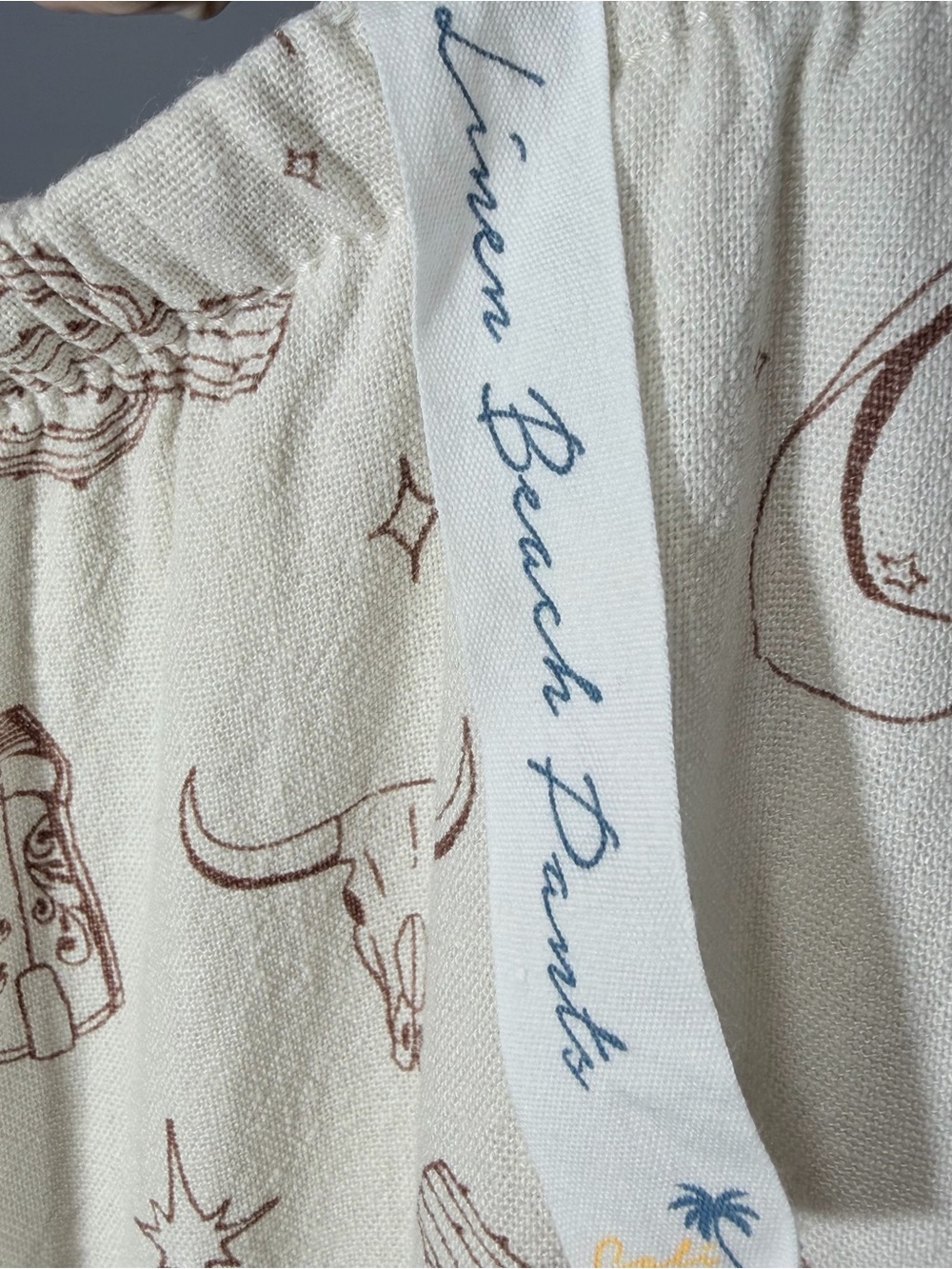 Cali 1850 Western Print Linen Blend Drawstring Lounge Pants Medium - Picture 6 of 6